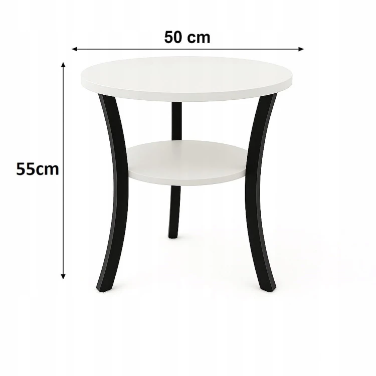 Stolik okolicznościowy okrągły 50 cm metal Biały Alaska PROMOCJA Kod:6670