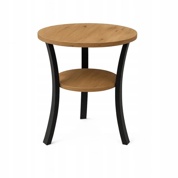 Stolik okolicznościowy okrągły 60 cm metal Dąb Craft PROMOCJA Kod: 6671