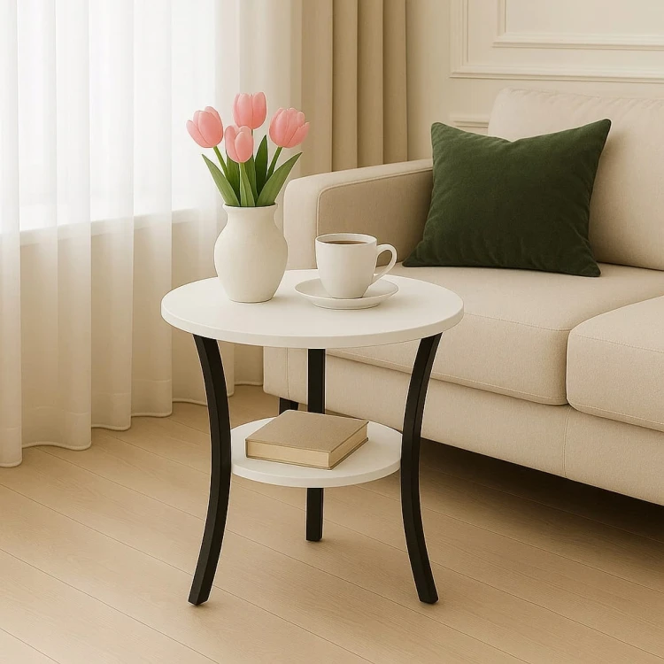 Stolik okolicznościowy okrągły 60 cm metal Dąb Craft PROMOCJA Kod: 6671