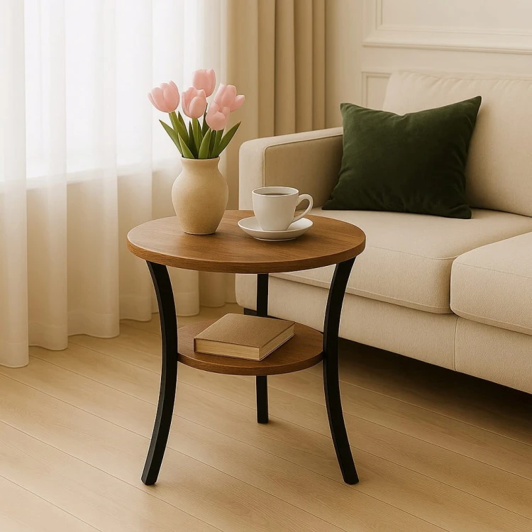 Stolik okolicznościowy okrągły 60 cm metal Dąb Craft PROMOCJA Kod: 6671