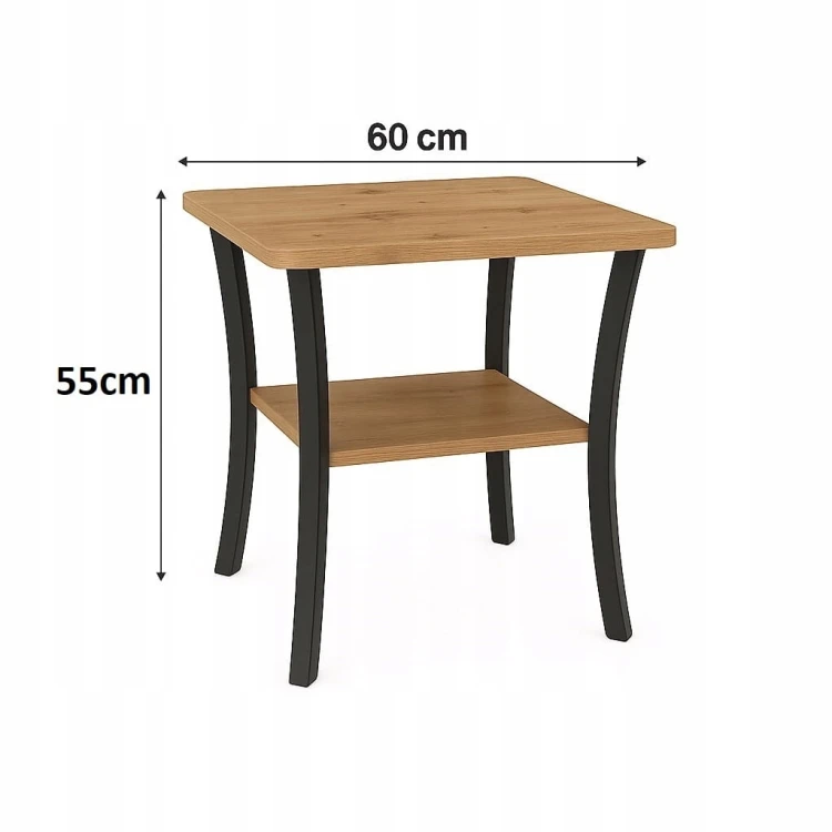 Stolik okolicznościowy kwadratowy 60 cm metal Dąb Craft PROMOCJA Kod: 6673
