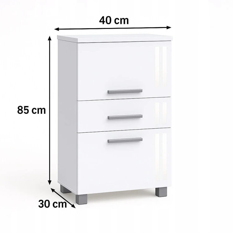 Szafka Słupek łazienkowy PRAWY na nóżkach wysoki połysk PROMOCJA Kod: 6822P