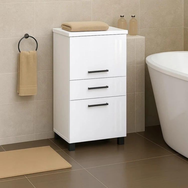 Szafka Słupek łazienkowy PRAWY na nóżkach wysoki połysk PROMOCJA Kod: 6822P