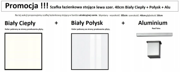 Szafka Słupek łazienkowy LEWY na nóżkach wysoki połysk PROMOCJA Kod: 6822L