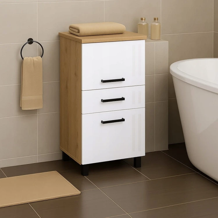 Szafka Słupek łazienkowy LEWY na nóżkach wysoki połysk PROMOCJA Kod: 6822L