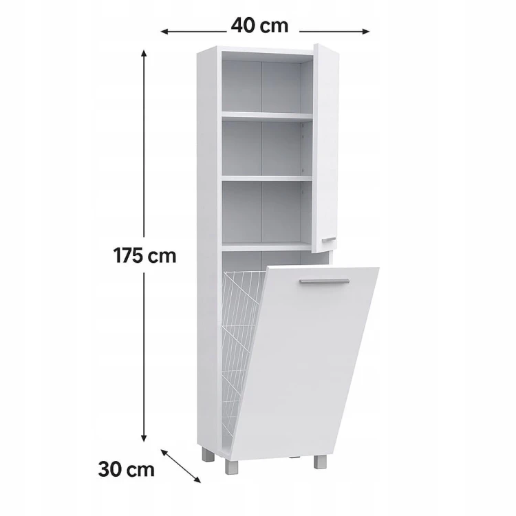 Szafka Słupek łazienkowy z koszem na nóżkach połysk PROMOCJA Kod: 6422K