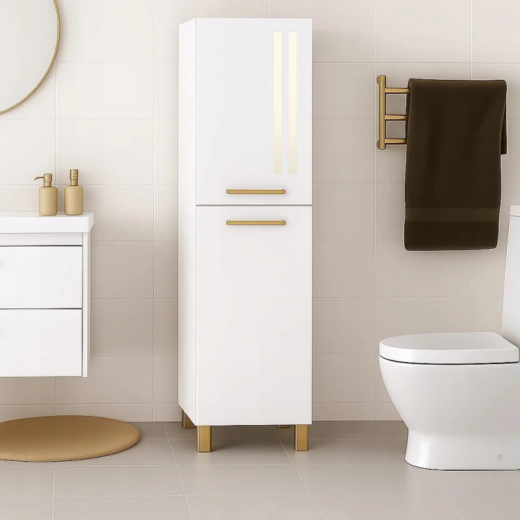 Szafka Słupek łazienkowy z koszem na nóżkach połysk PROMOCJA Kod: 6422K