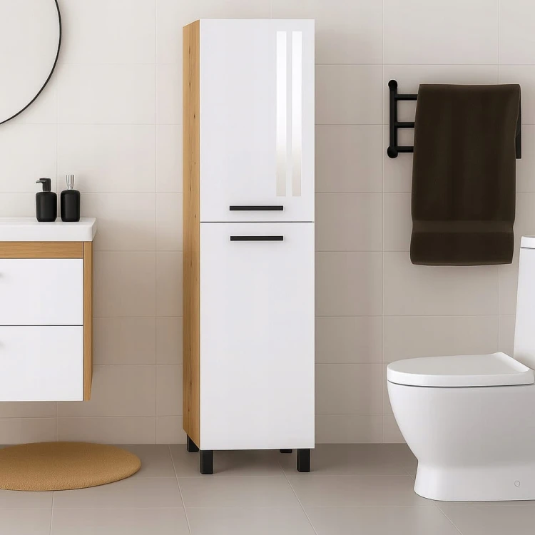 Szafka Słupek łazienkowy z koszem na nóżkach połysk PROMOCJA Kod: 6422K