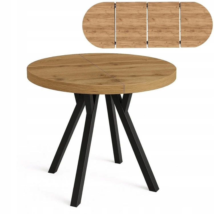 Stół rozsuwany okrągły 80/180cm blat 3,6cm Dąb Craft PROMOCJA Kod: 6710/2