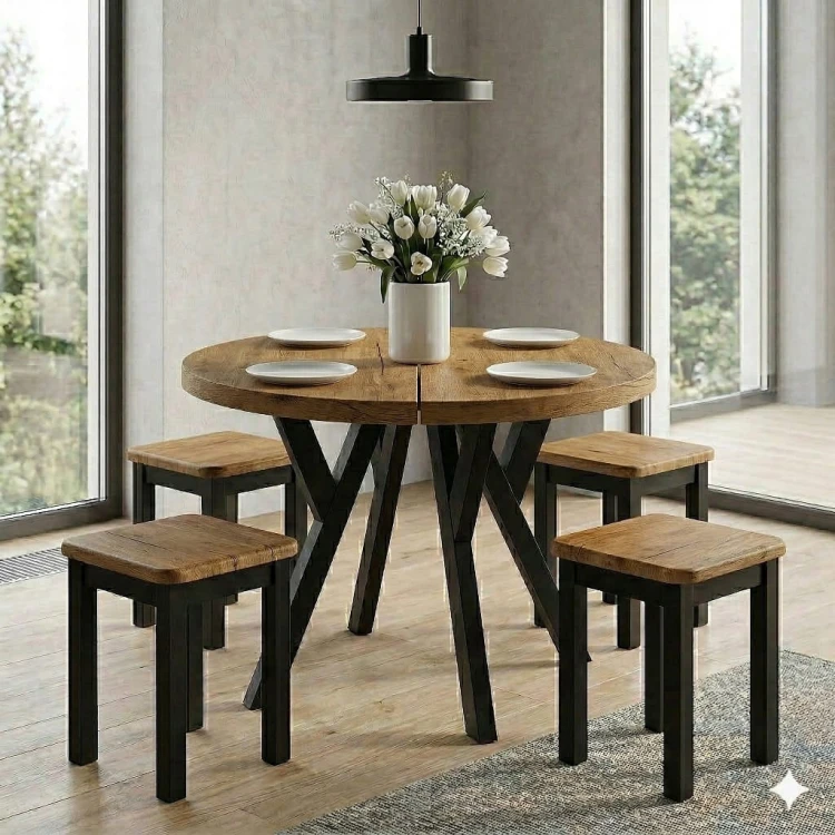 Stół rozsuwany okrągły 80/180cm blat 3,6cm Dąb Craft PROMOCJA Kod: 6710/2