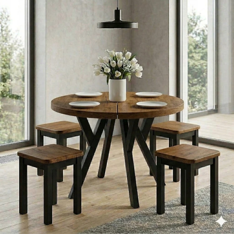 Stół rozsuwany okrągły 80/180cm blat 3,6cm Dąb Craft PROMOCJA Kod: 6710/2