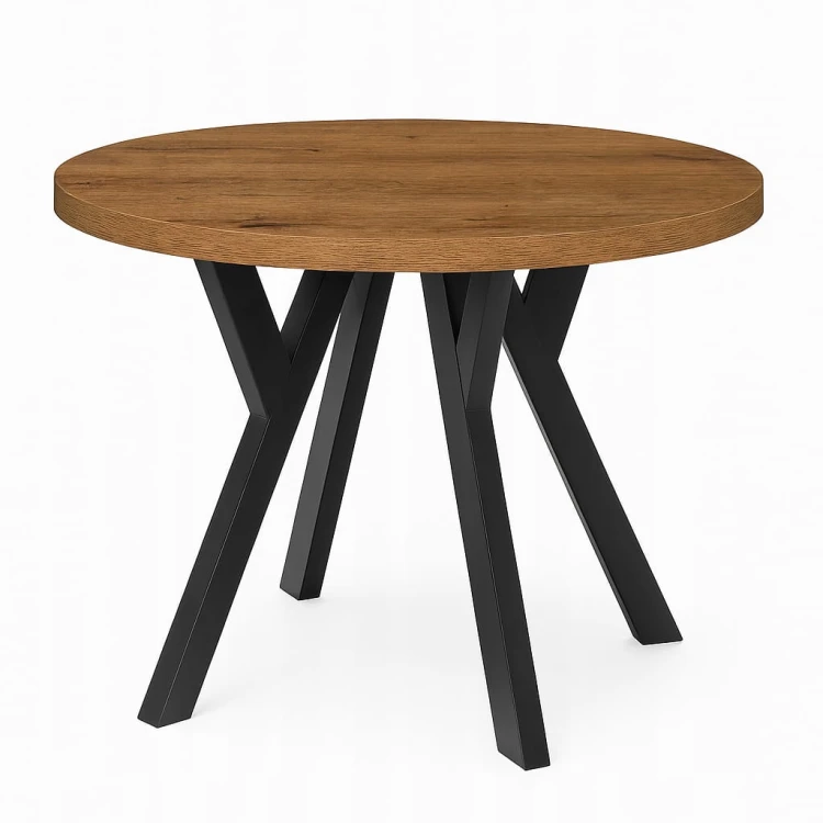 Stół ława okrągły 80cm blat 3,6cm Metal Dąb Craft PROMOCJA Kod: 6710