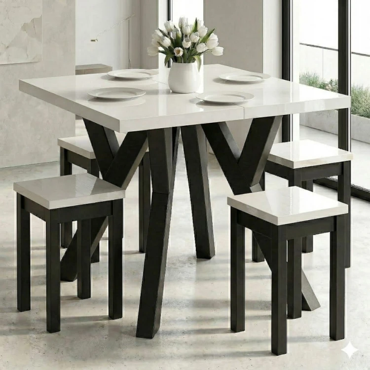 Stół rozsuwany 80x80/180 blat 3,6cm Metal Dąb Craft PROMOCJA Kod: 6745/2