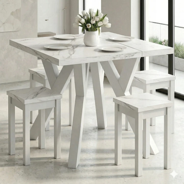 Stół rozsuwany 80x80/180 blat 3,6cm Metal Dąb Craft PROMOCJA Kod: 6745/2