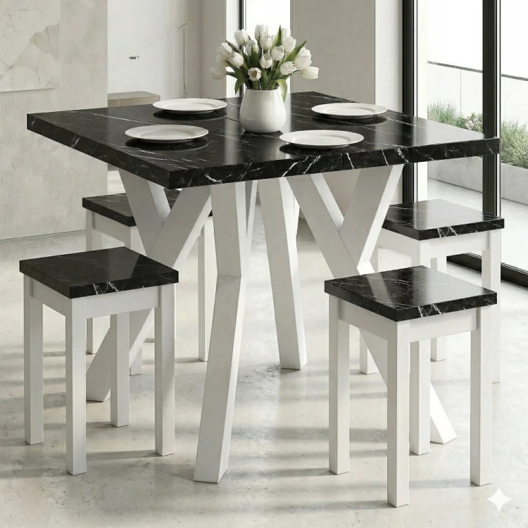 Stół rozsuwany 80x80/180 blat 3,6cm Metal Dąb Craft PROMOCJA Kod: 6745/2