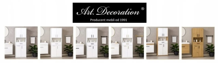 Szafka łazienkowa stojąca z koszem 60 cm Biała Alaska PROMOCJA Kod:5297K