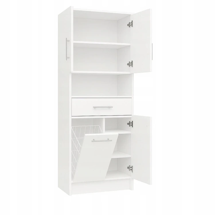 Szafka łazienkowa stojąca z koszem 60 cm Biała Alaska PROMOCJA Kod:5297K