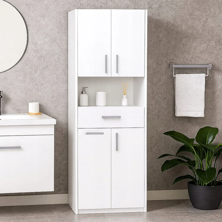 Szafka łazienkowa stojąca z koszem 60 cm Biała Alaska PROMOCJA Kod:5297K