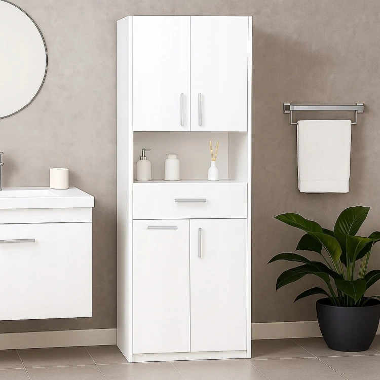 Szafka łazienkowa stojąca z koszem 60 cm Biała Alaska PROMOCJA Kod:5297K