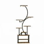 Kwietnik stojący 159 cm, na kółkach, Dąb Craft Złoty + Czarny I ArtDHome