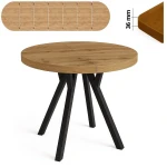 Stół 100/350 cm okrągły rozkładany, blat 3,6 cm, nogi Metalowe „ Y ” I ArtDHome 
