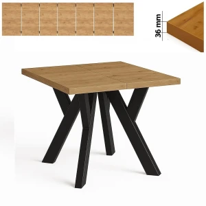 Stół 80x80/330 cm kwadratowy rozkładany, blat 3,6 cm, nogi Metalowe „ Y ” I ArtDHome 