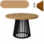 Stół 100/300 cm okrągły rozkładany, blat 3,6 cm, podstawa Metalowa „ Lamele ” I ArtDHome 