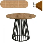 Stół 100/300 cm okrągły rozkładany, blat 3,6 cm, Ażurowa Metalowa podstawa I ArtDHome 