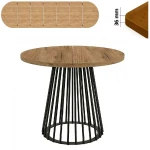 Stół 100/350 cm okrągły rozkładany, blat 3,6 cm, Ażurowa Metalowa podstawa I ArtDHome  