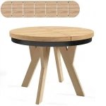 Stół 120/370 cm okrągły rozkładany, blat 3,6 cm, nogi Drewniane „ Y ” I ArtDHome 