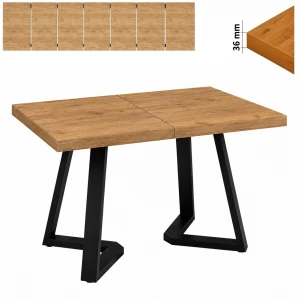 Stół 80x140/390 cm prostokątny rozkładany, blat 3,6 cm, nogi Metalowe „ X Łączone ” | ArtD Home   