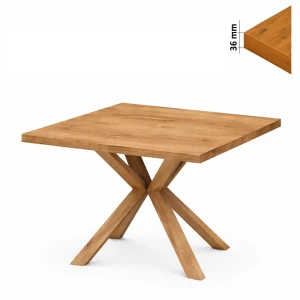 Stół 100 cm kwadratowy nierozkładany, blat 3,6 cm, nogi Drewniane „  Krzyżak  ” | ArtD Home 