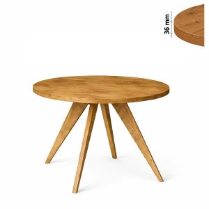 Stół 100 cm okrągły nierozkładany, blat 3,6 cm, nogi Drewniane „ Stożkowe ” | ArtD Home  