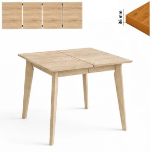 Stół 100/200 cm kwadratowy rozkładany, blat 3,6 cm, nogi Drewniane „ Trapezowe 2 ” | ArtD Home  