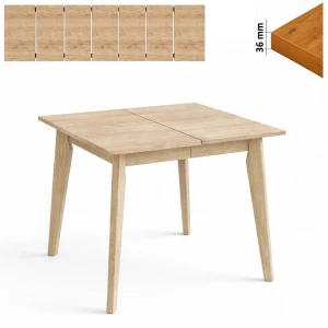Stół 100/350 cm kwadratowy rozkładany, blat 3,6 cm, nogi Drewniane „ Trapezowe 2 ” | ArtD Home     