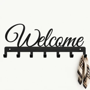 Wieszak ubrania 57cm x 24cm Welcome Metal Czarny | ArtD Home