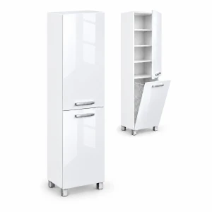 Szafka łazienkowa stojąca 40 cm z koszem, na nóżkach, wysoki połysk | ArtD Home