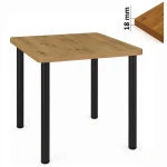 Stół 80x80 cm kwadratowy nierozkładany, blat do kantu 1,8 cm, nogi Metalowe „ Okrągłe ” I ArtDHome