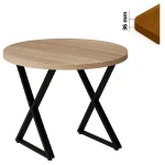 Stół 100 cm okrągły nierozkładany, blat 3,6 cm, nogi Metalowe „ X2 ” I ArtDHome