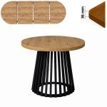 Stół 80/180 cm okrągły rozkładany, blat 3,6 cm, podstawa Metalowa „ Lamele ” I ArtDHome