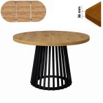 Stół 100/150 cm okrągły rozkładany, blat 3,6 cm, odstawa Metalowa „ Lamele ” I ArtDHome