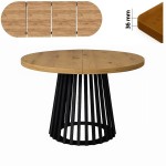 Stół 100/200 cm okrągły rozkładany, blat 3,6 cm, podstawa Metalowa „ Lamele ” I ArtDHome