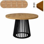 Stół 100/250 cm okrągły rozkładany, blat 3,6 cm, podstawa Metalowa „ Lamele ” I ArtDHome