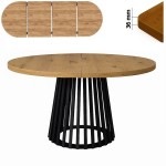 Stół 120/220 cm okrągły rozkładany, blat 3,6 cm, podstawa Metalowa „ Lamele ” I ArtDHome