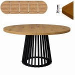 Stół 120/270 cm okrągły rozkładany, blat 3,6 cm, podstawa Metalowa „ Lamele ” I ArtDHome